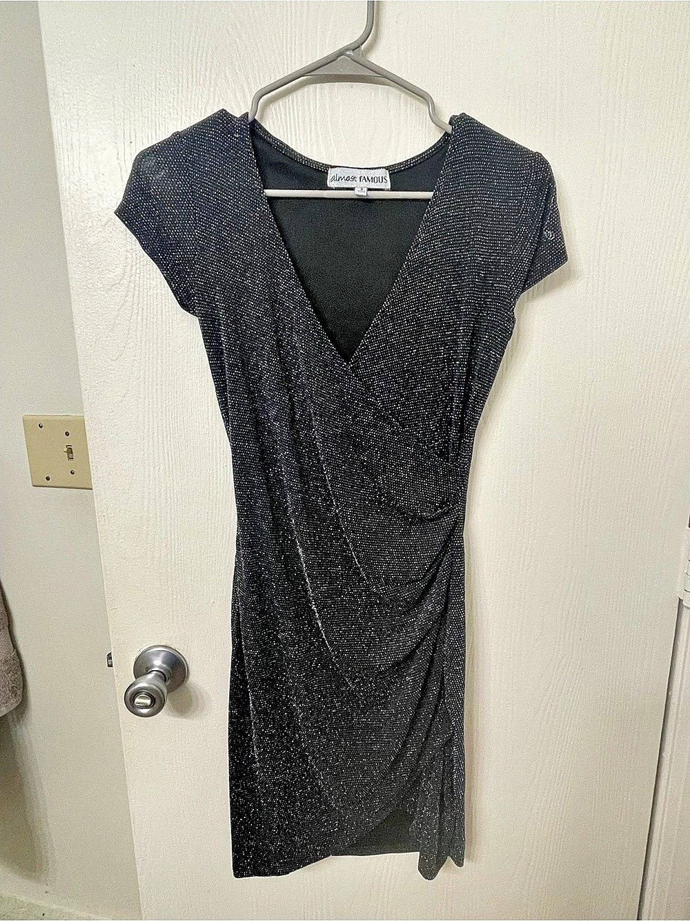 Ruched Mini Dress in Black Like New